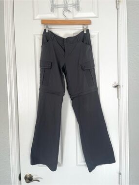 prAna Women’s Grey Convertible Hiking Pants Zip Off Size 8